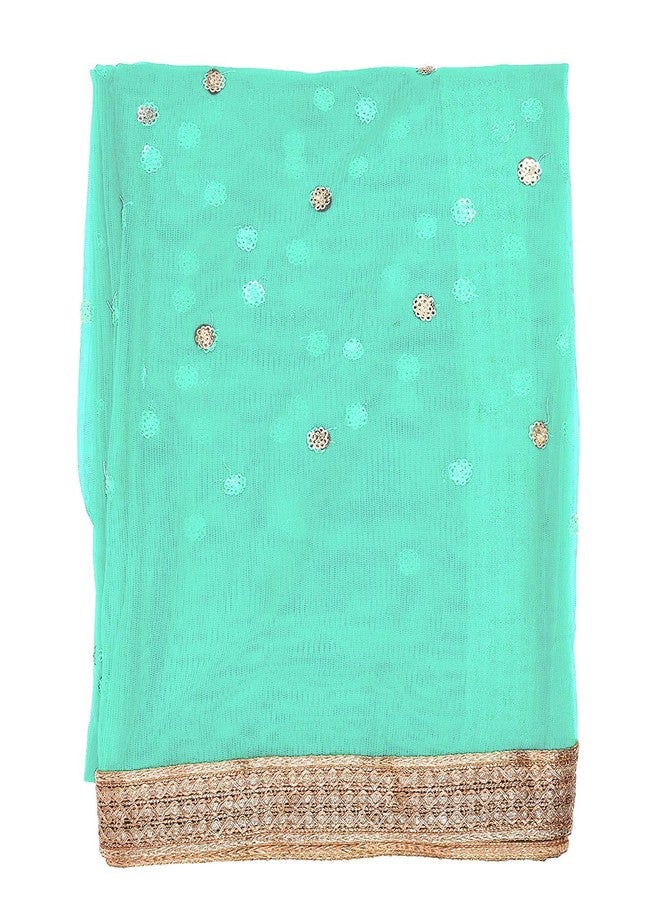 themilestocks TMS Woman's Embellished Net Dupatta Scarf Shawl Wrap Soft Indian Bridal Wedding (Light Seagreen) - Image 3